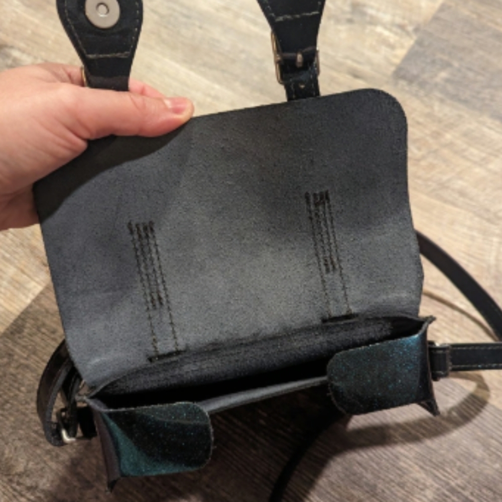 Dr. Martens Teal Sparkle 1460 Boots With Matching Purse - Picture 8 of 9